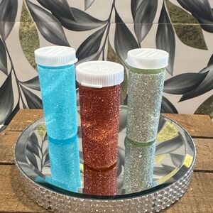 Handmade glittered medicine bottles